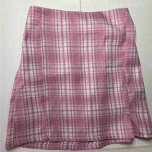 SHEIN pink and white plaid skirt 11-12